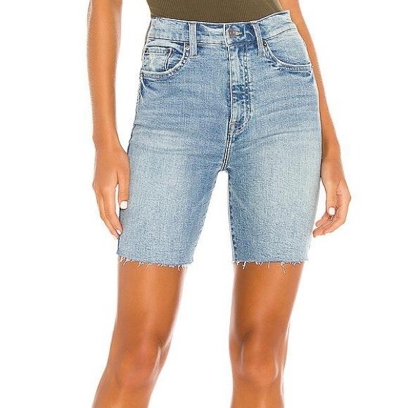 Pistola Izzy High Rise Slim Biker Bermuda Denim Short Size 24 - Picture 2 of 10